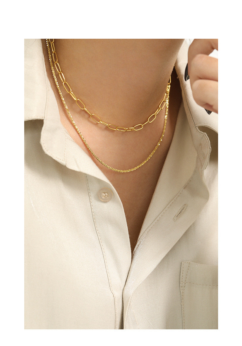 Chain Choker Sterling Silver Necklace 18K Gold Plated Sterling Silver