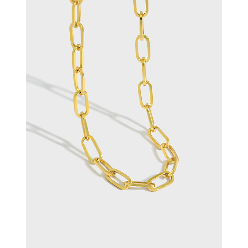 Chain Choker Clavicle  Necklace 18K Gold Plated Sterling Silver