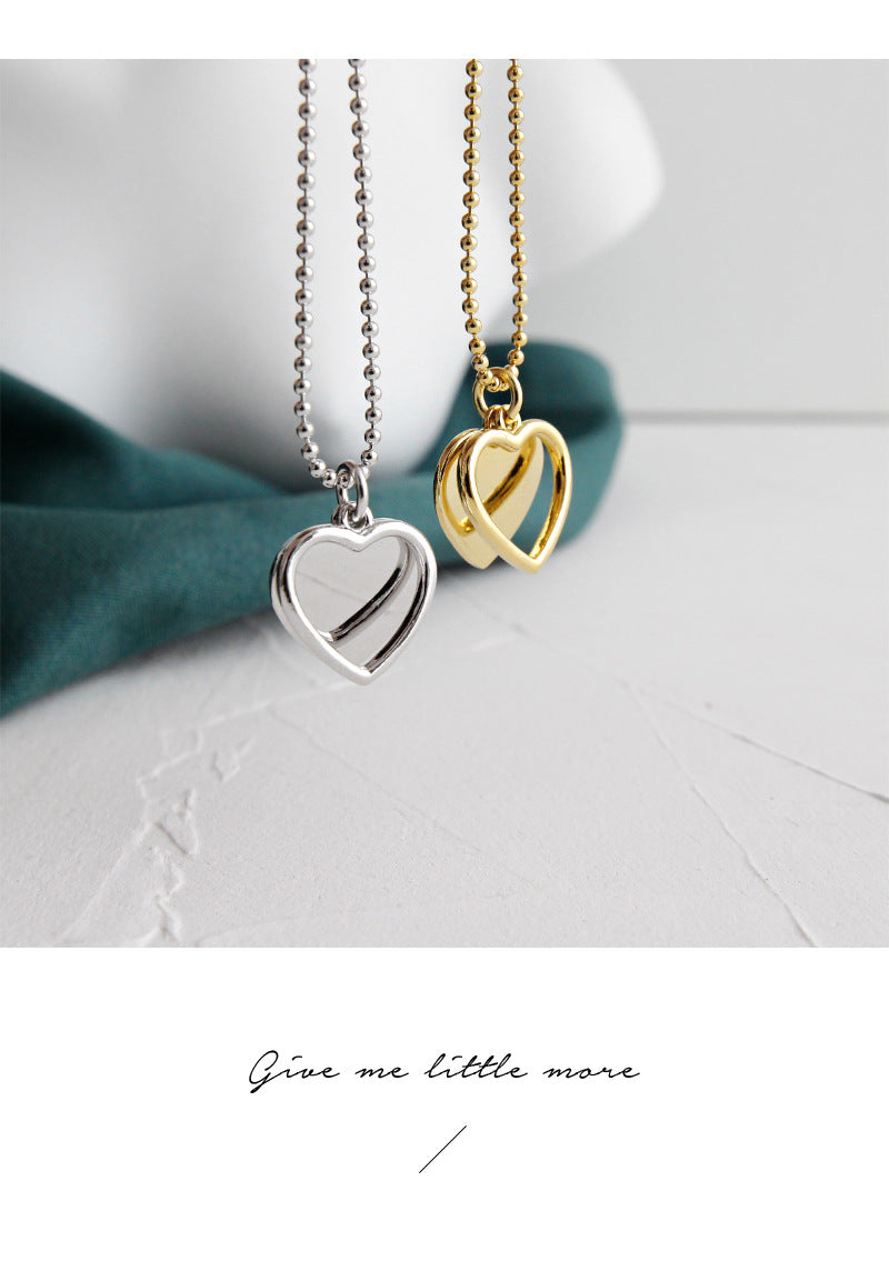 Double Love Heart Necklace 8K Gold Plated Sterling Silver