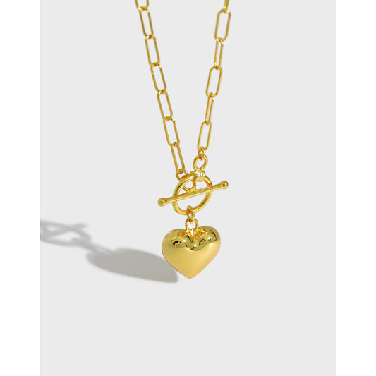 OT Buckle Chain Sterling Silver Love Necklace 18K Gold Plated