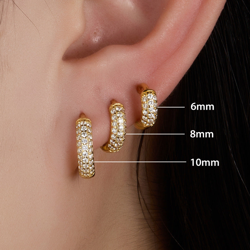 B25  Three-row Zircon Earrings