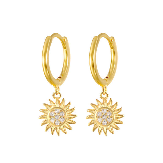 Zircon Sunflower Hoops