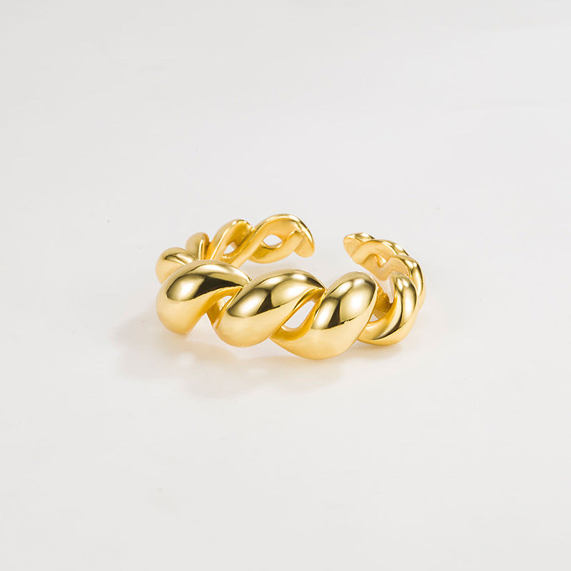 Wrap Chain Hollow Twist Rings 18k Gold Plated Sterling Silver