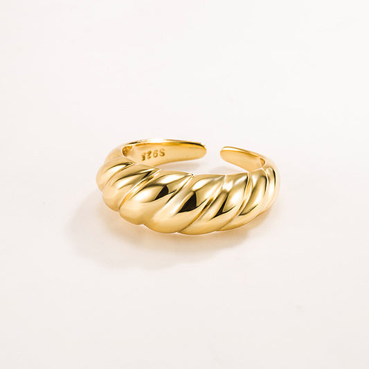 Retro Style Wavy Croissant Rings 18k Gold Plated Sterling Silver