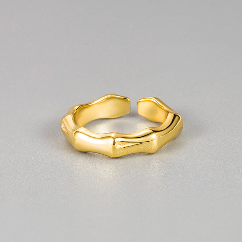 Bamboo Ring 18k Gold Plated Sterling Silver