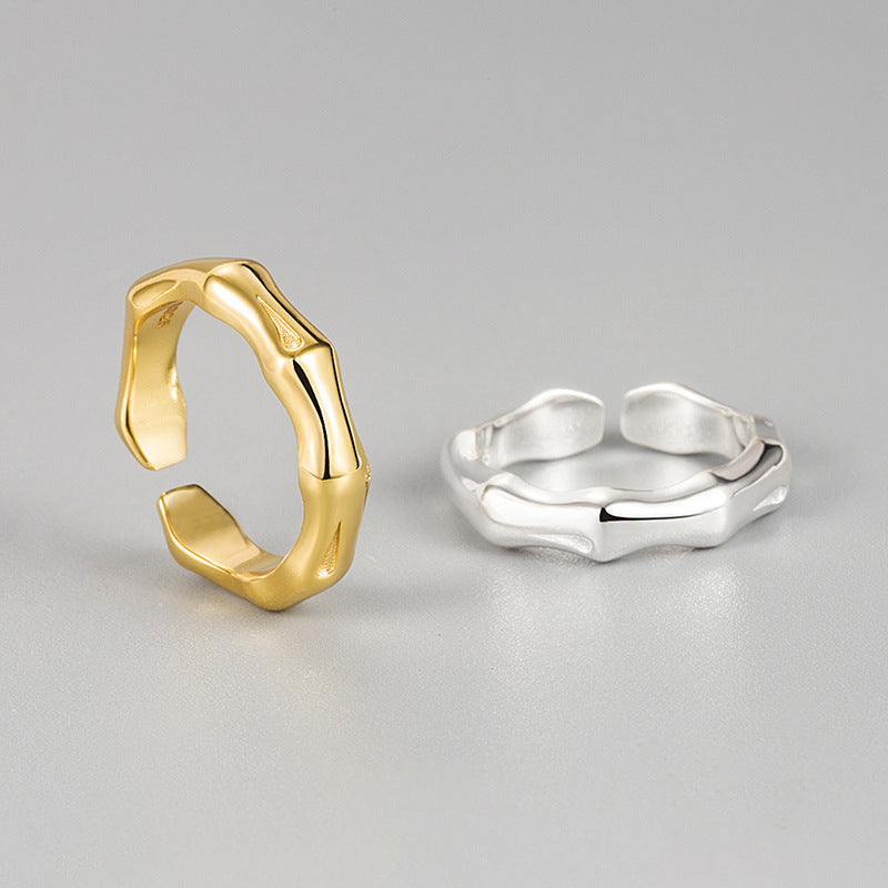 Bamboo Ring 18k Gold Plated Sterling Silver