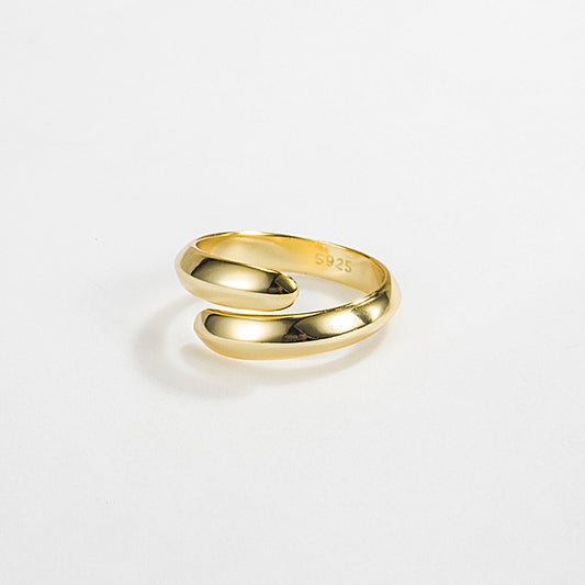 Simple Glossy Metal Rings 18k Gold Plated Sterling Silver