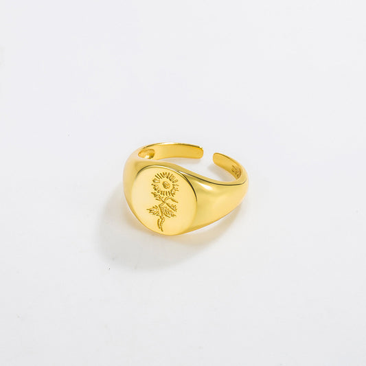 Flower Ring 18k Gold Plated Sterling Silver