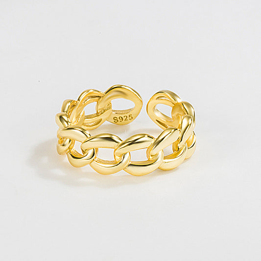 Chain Ring 18k Gold Plated Sterling Silver