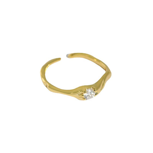 Micropaved Zirconia Ring Sterling Silver 18K Gold Plated