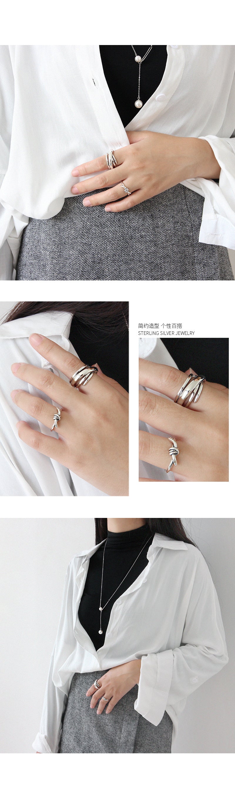 Multi-layer Wound Irregular Surface Open Ring 18K Gold Plated Sterling Silver