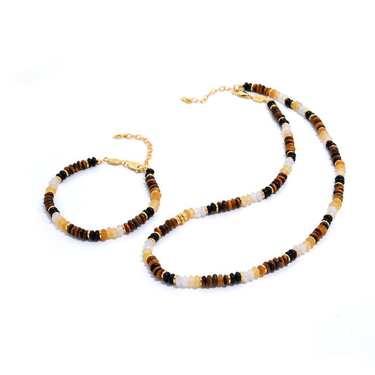 Lucky Yellow Tiger Eye Stone Necklace Bracelet