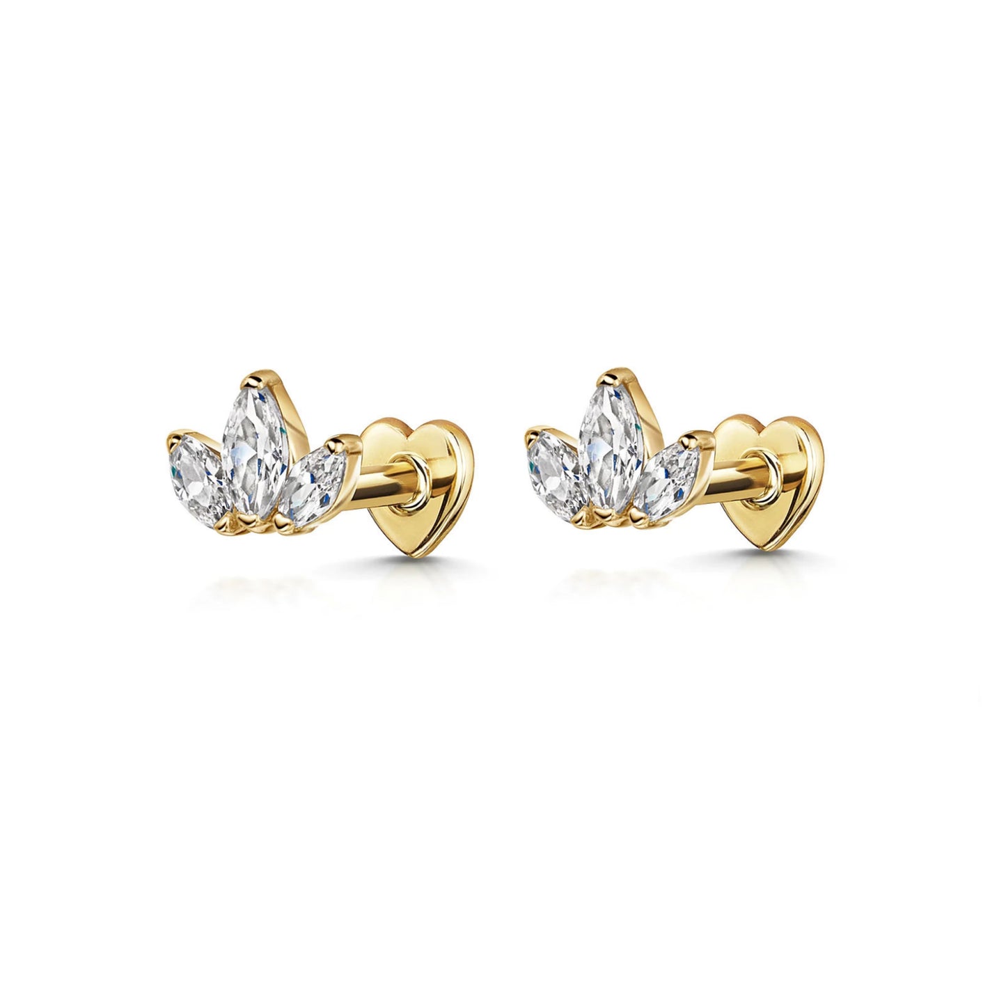 A25  Heart Shape Flat Back Studs