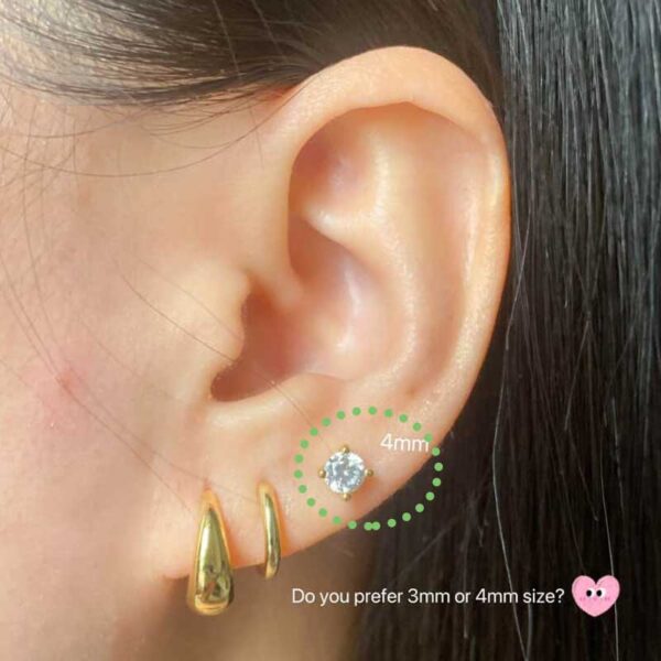 4mm Zircon Stud Flat Black