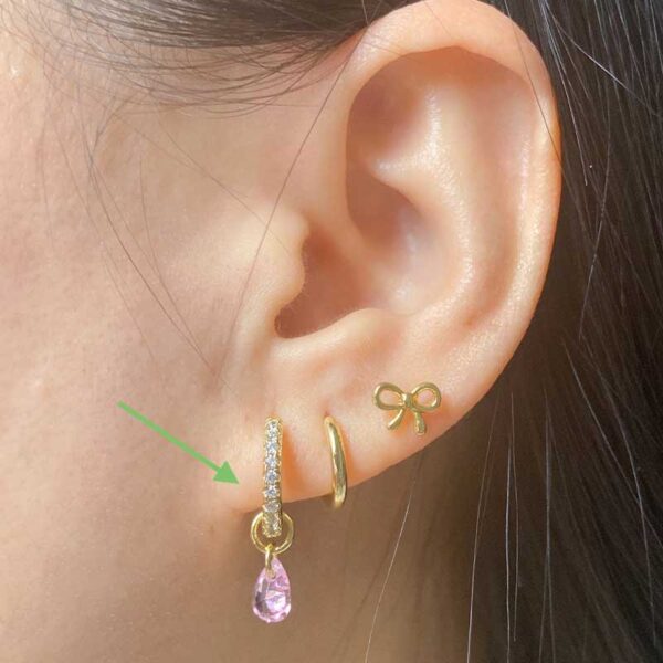 Pink 8mm Little Zircon Hoops